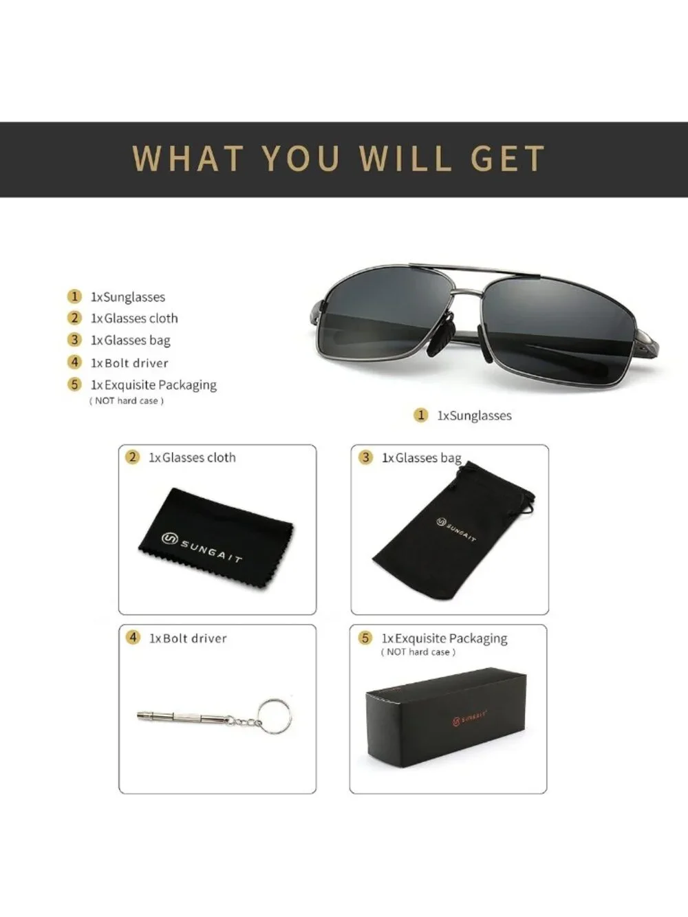 Ultra Lightweight Polarized Sunglasses for Men - UV400 Protection, Stylish